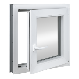 Plastic window | 80 x 80 cm (800 x 800 mm) | white | opening and tilting | right